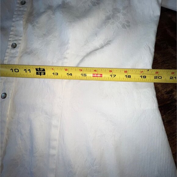 Stetson XL Cream Floral Embossed 100% Cotton Western Pearl Snap Shirt - Picture 8 of 12